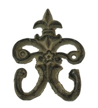 Cast Iron Fleur De Lis Double Hooks Set of 6 - £33.84 GBP