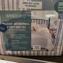 New WellBeing Silvadur Antimicrobial 6 Piece Full  Sheet Set Slate Blue MSRP 100 - $24.55