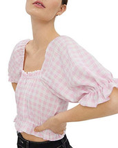 VERO MODA Gingham Crop Top in Snow White Checks Parfait Pink, Size XL - £12.39 GBP