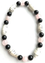 AA Big Book Bracelet Pink Black Beads Made With Pages From Alcoholics Anonymous - $21.99