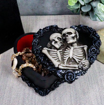 Ebros to Have &amp; to Hold Skeleton Lovers on Black Rose Wreath Trinket Box - £20.25 GBP