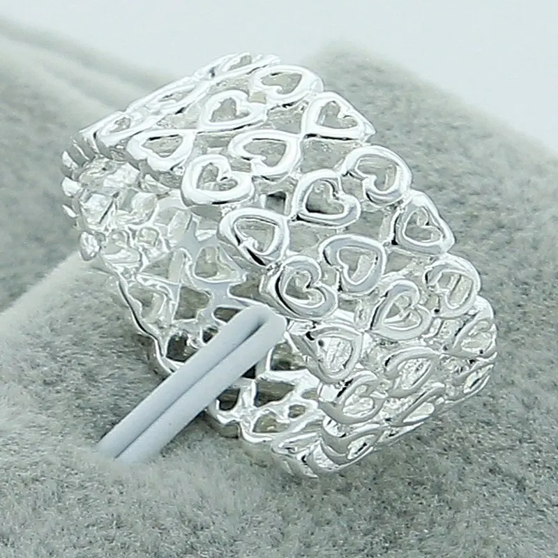 New Simple Design 925 Silver Ring Fashion Full Of Love Finger Rings Women Female - £13.71 GBP
