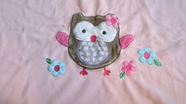 Garanimals Pink fleece baby blanket brown purple owl flowers - $8.90