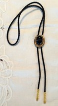Horseshoe Black Onyx Stone Bolo Tie 36&quot; Cord Made in USA - $19.79