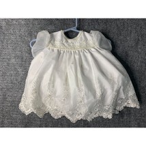 Girls Infant Baby Size 0 3 Months White Christening Dress Pearl Embellis... - $29.69