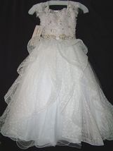 Perfect Angels Little Girls&#39; Beaded Tiered All White Pageant/Flower Gown... - $488.99