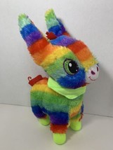 Fiesta plush rainbow striped piñata pinata donkey stuffed toy green glitter eyes - £11.10 GBP