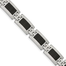Chisel Stainless Steel Polished with Black Enamel 9 inch Link Bracelet S... - $1,875.06 MXN