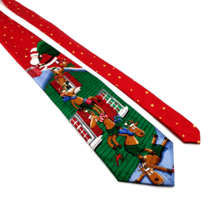 Yule Tie Greetings Mens Holiday Necktie Hallmark Santa Reindeer All Silk Party - £18.68 GBP