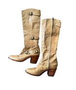 Hoss Womens Size EU 39 US 8.5 Tan Tall Leather Knee Boots 3&quot; Wood Heel B... - $146.34 CAD