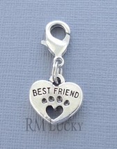 Best Friend Heart Dog Paw Print Clip On Charm Lobster Claw C122 - £2.76 GBP