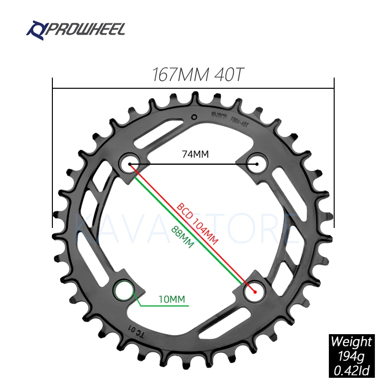 Prowheel MTB Chainring 104BCD Bicycle Steel Chainwheel 32T 34T 36T 38T 40T Mount - £91.07 GBP