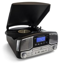 Refurbished Trexonic Retro Wireless Bluetooth, Record and CD Player in Black - £55.03 GBP