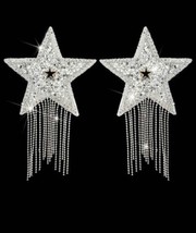 Silver sequin pasties - Luxury reusable nipple covers - star shaped pasties - $25.19