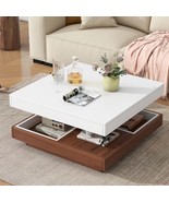 Modern Square Rotating Coffee Table with Storage - $259.43 CAD