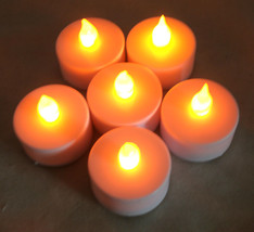 New 6 AMBER pack Flicker Light no Flame LED Tealight Tea Candle no heat - £11.18 GBP