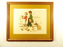 Norman Rockwell 12 x 15 Print &quot;Young Love Walking To School&quot;, 22 x 18 Wood Frame - £96.79 GBP
