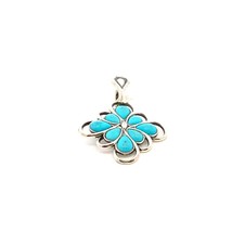 Vtg Sterling Signed CP Carolyn Pollack Relios Cluster Floral Turquoise Pendant - £59.35 GBP