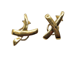1983 Tiffany &amp; Co. Paloma Picasso 18K Yellow Gold X Kiss Clip-on Earrings - £1,465.30 GBP