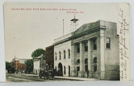 IN Valparaiso Indiana Ave State Bank Fire Dept Opera House 1907 udb Postcard M20 - £31.23 GBP