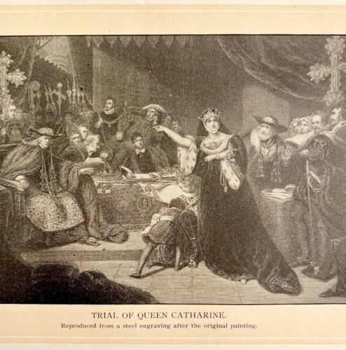 Primary image for Trial Of Queen Catharine Victorian Print 1901 Woman History Ephemera DWP4C