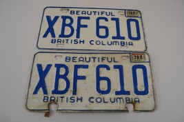 BC British Columbia License Plate Matching Pair 1978 Blue White XBF 610 - £14.49 GBP