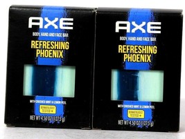 2 Ct Axe 4.5 Oz Refreshing Phoenix Crushed Mint Lemon Peel Body Hand Face Soap - £16.75 GBP