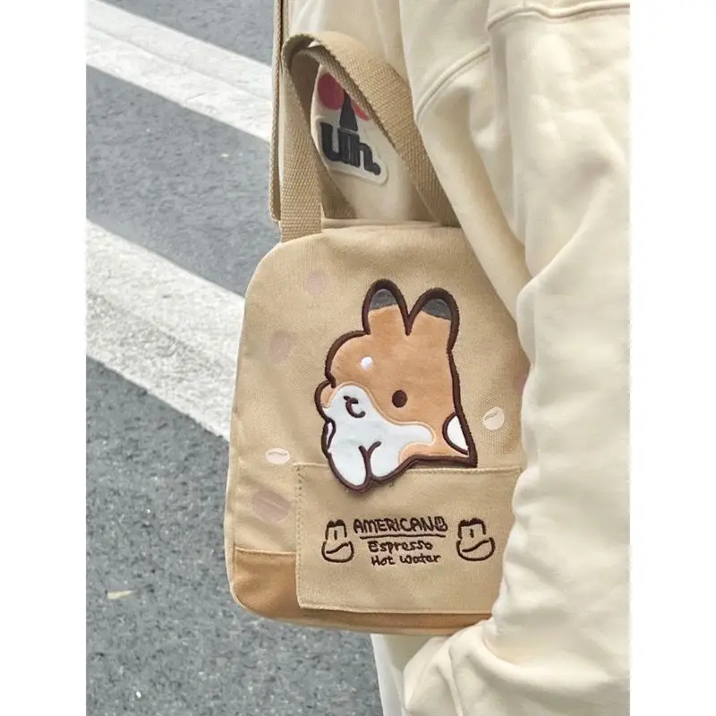 Japanese Cute Cartoon Rabbit Large Capacity Canvas Bag Women&#39;s Bag Tote Bag Cros - £20.79 GBP