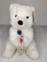 Vintage 1977 Gund Golly Golly Valentines Day White Teddy Bear Plush w/ Roses 10” - £12.59 GBP
