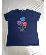 Women's XL, Heavy Cotton, Navy Blue, Floral Graphic T-Shirt - €11,18 EUR Women's XL, Heavy Cotton, Navy Blue, Floral Graphic T-Shirt - €11,18 EUR