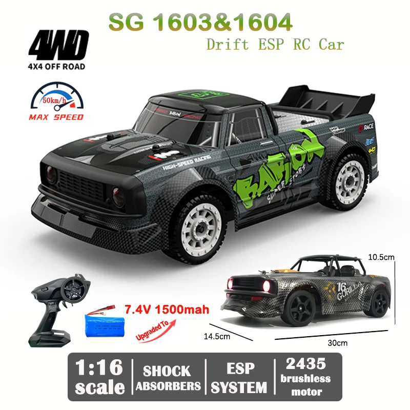 1:16 4WD Rc Car SG1603 1604 2.4G Drift Car 60Km/H High Speed Rtr Drift Esp Led - £103.96 GBP+