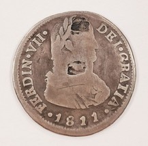 1811 Chile 2 Reales Silver Coin in Fine Condition with Chop Marks! KM 74 - $147.51