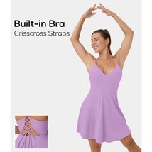 Halara Crisscross Lace Up Backless Mini Flare Dance Dress Purple M - £26.54 GBP