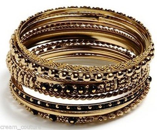 Primary image for Amrita Singh Seema Black 10 Piece Bangle Set Size 8 NEW MSRP $75 PB124 18KGP