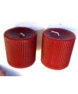 LOT of 2 Victorian Fantasy Scented Red Christmas Holiday Pillar Candles 3&quot; - £12.42 GBP