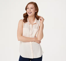 Cloth &amp; Stone Anthropologie Tencera Button Front Tunic Apricot ( 1X ) - £69.97 GBP