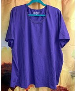 Catherines Women&#39;s 2X 22/24 Purple Knit Top peep embroidered collar Shir... - $19.58