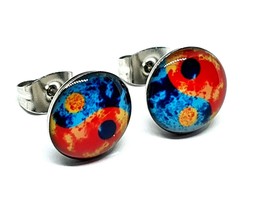 Yin Yang Stud Pendientes Unisex Fire &amp; Ice Goth Boho Alternative Balanced... - £4.36 GBP