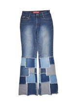 Zana Di Jeans Womens 28x31 Patchwork Plaid Denim Studded y2k Flare Wide Leg - £31.57 GBP