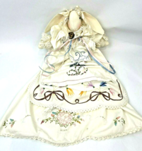 Vintage Cloth Bunny Embroidered Rabbit Plush 21&quot; Handmade Decorative  - $32.00
