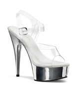 SALE PLEASER Sexy Exotic Silver Platform Ankle Strap 6&quot; High Heels Shoes 8 - €35,01 EUR