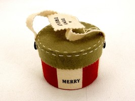 Lang Felted Round Ornament Box, Merry Snowman, Surprise, Peppermint Striped - £11.76 GBP