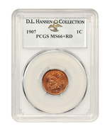 1907 1C PCGS MS66+RD ex: D.L. Hansen - £3,573.95 GBP