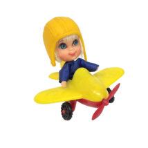 Vintage 1966 Mattel Liddle Kiddles Windy Fiddle Doll W/ Red Yellow Plane Japan - £81.09 GBP