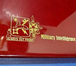 RARE CUSTOM HUMIDOR -MILITARY INTELLIGENCE CORP- ARMY - ALWAYS OUT FRONT... - £192.25 GBP