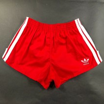 Adidas Trefoil Youth Boys M (24-26) Red Running Shorts Thick White Stripes USA - £28.93 GBP