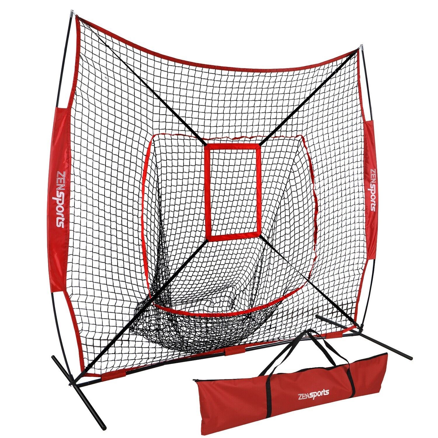 7X7 Baseball Training Net With Strike Zone And Batting Tee Play Outside