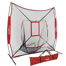 7X7 Baseball Training Net With Strike Zone And Batting Tee Play Outside - £78.75 GBP