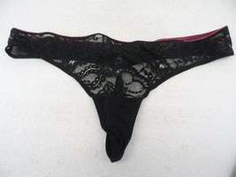 Adore Me Women&#39;s Lace Mesh Risque Thong LP1954 Black Size 2X - £3.70 GBP