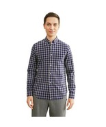 Old Navy Blue &amp; Gray Plaid Button Down Shirt Size L - $414.61 MXN
